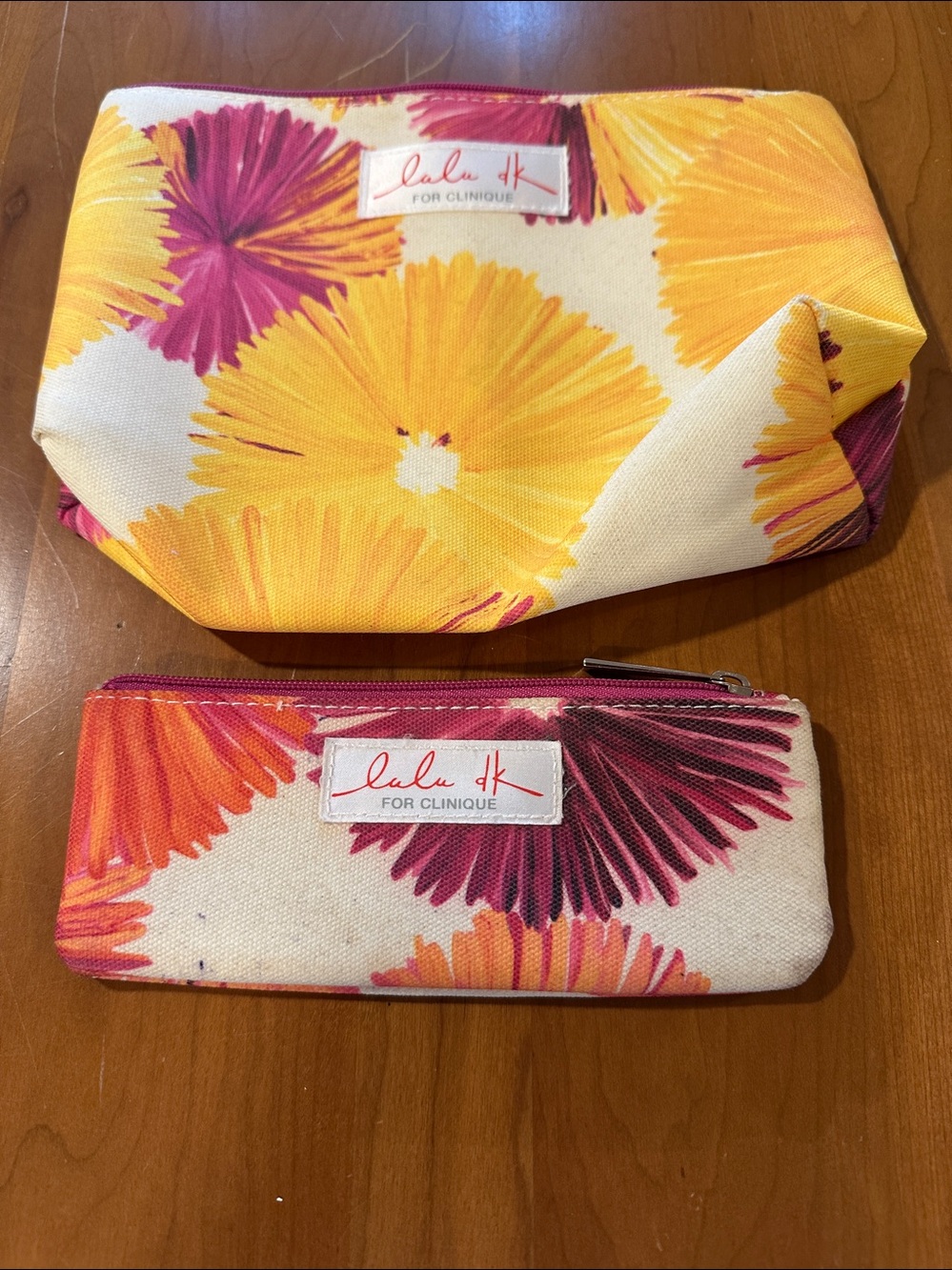 Clinique Yellow & Pink Floral Cosmetic Pouch lulu d k